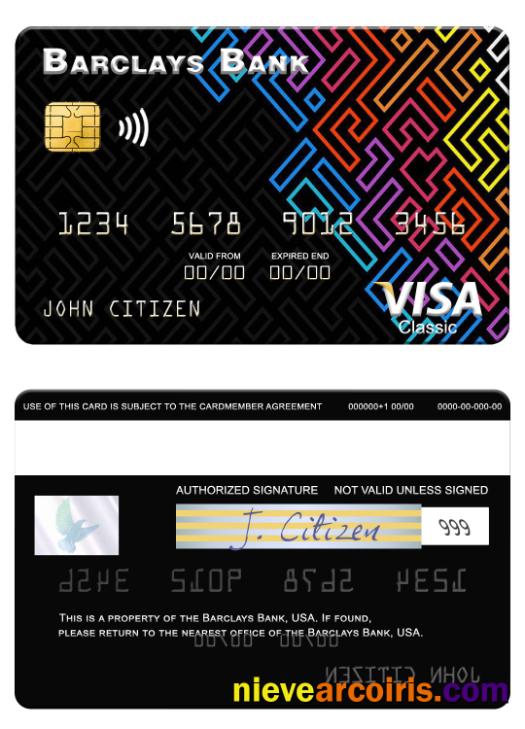 USA Barclays Bank visa card